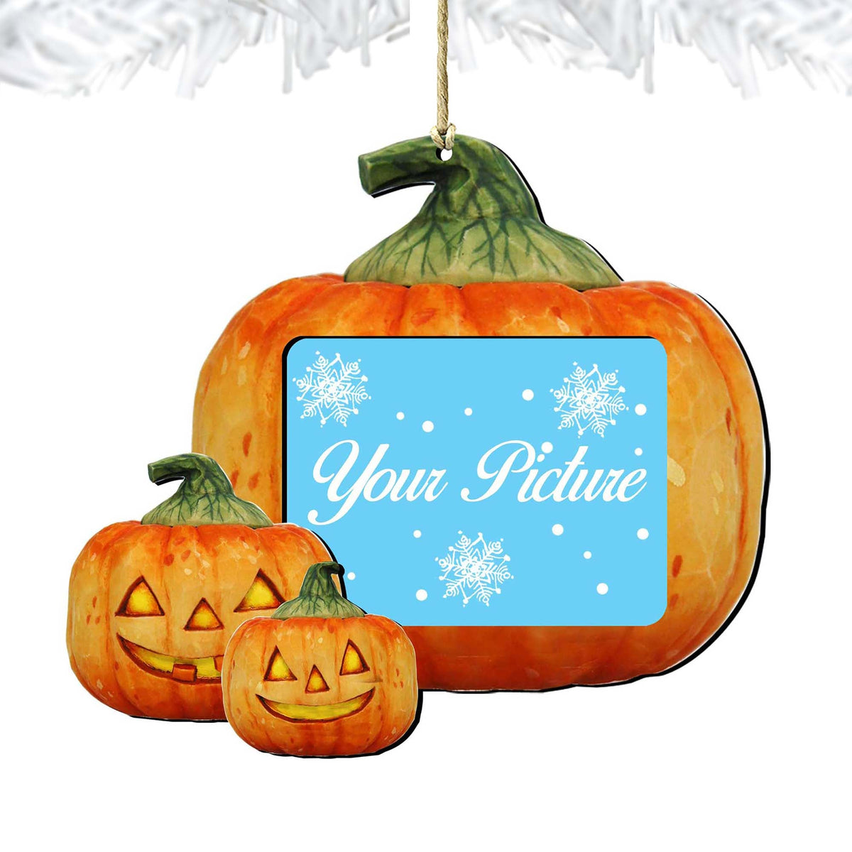 Halloween Pumpkin Picture Frame Ornaments - Ornament for Photo - Thanksgiving Halloween Decor - 8158414-2PF