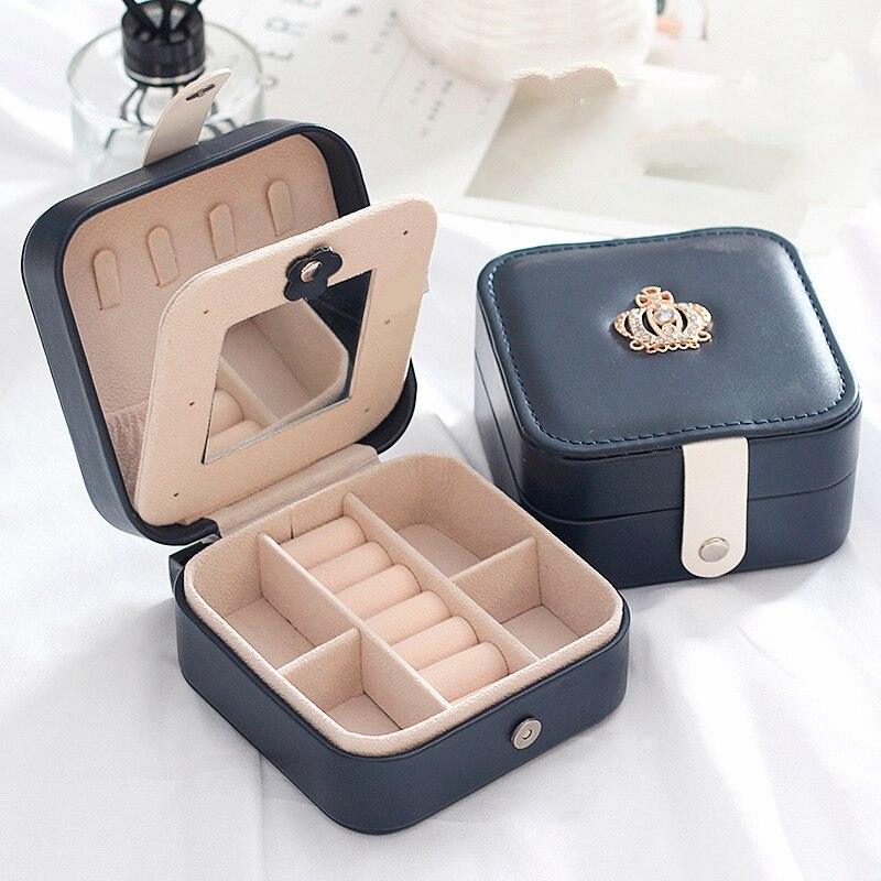 1pcs Double Layer Storage Box For Men And Women Large Capacity Leather Jewelry Box Hardware Latch Travel Portable Flip Lid Palm Jewelry Box Jewelry Box for Women Girls Necklace Ring Storage Organizer 2 Layers Large PU-Leathers Jewelry Case