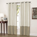 2-Piece: Faux Silk Thermal Two Toned Blackout Grommet Window Curtain Panels Set