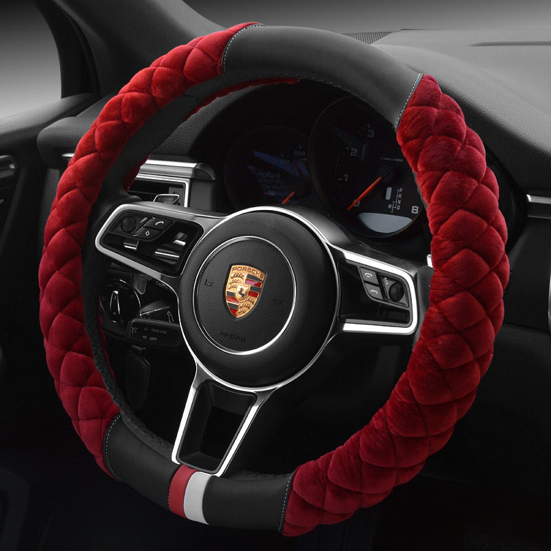 Cute Plush Winter Steering Wheel Cover 38cm