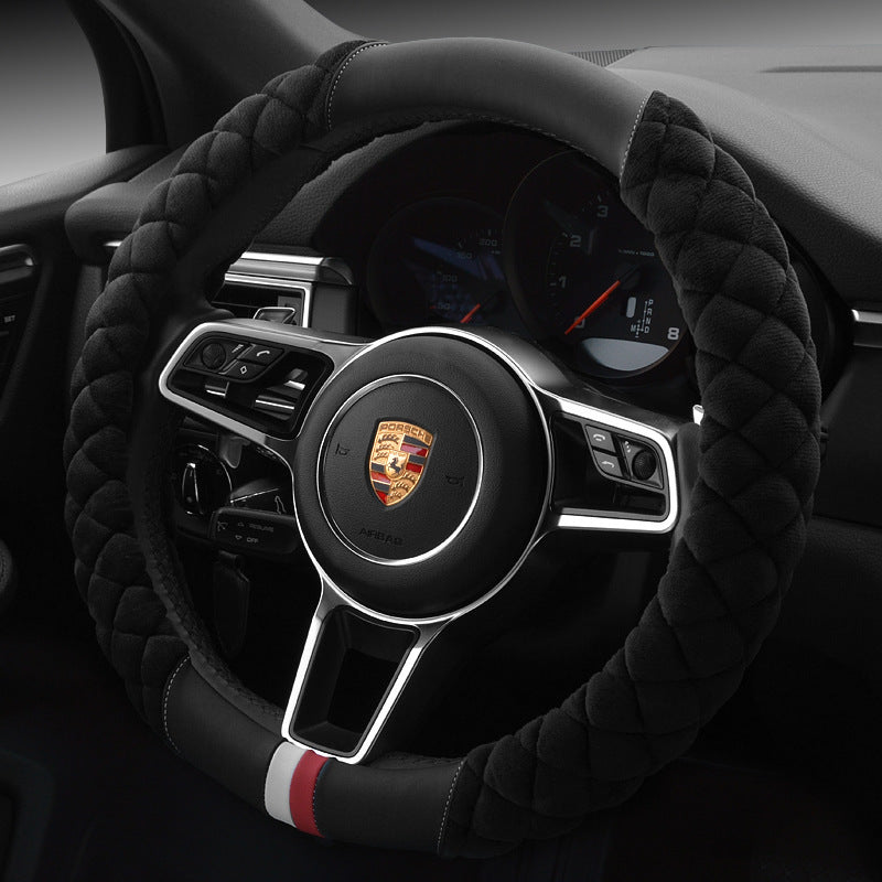 Cute Plush Winter Steering Wheel Cover 38cm