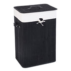 19 Gal Rectangle Laundry Basket Bamboo Clothes Hamper with Handles and Lid