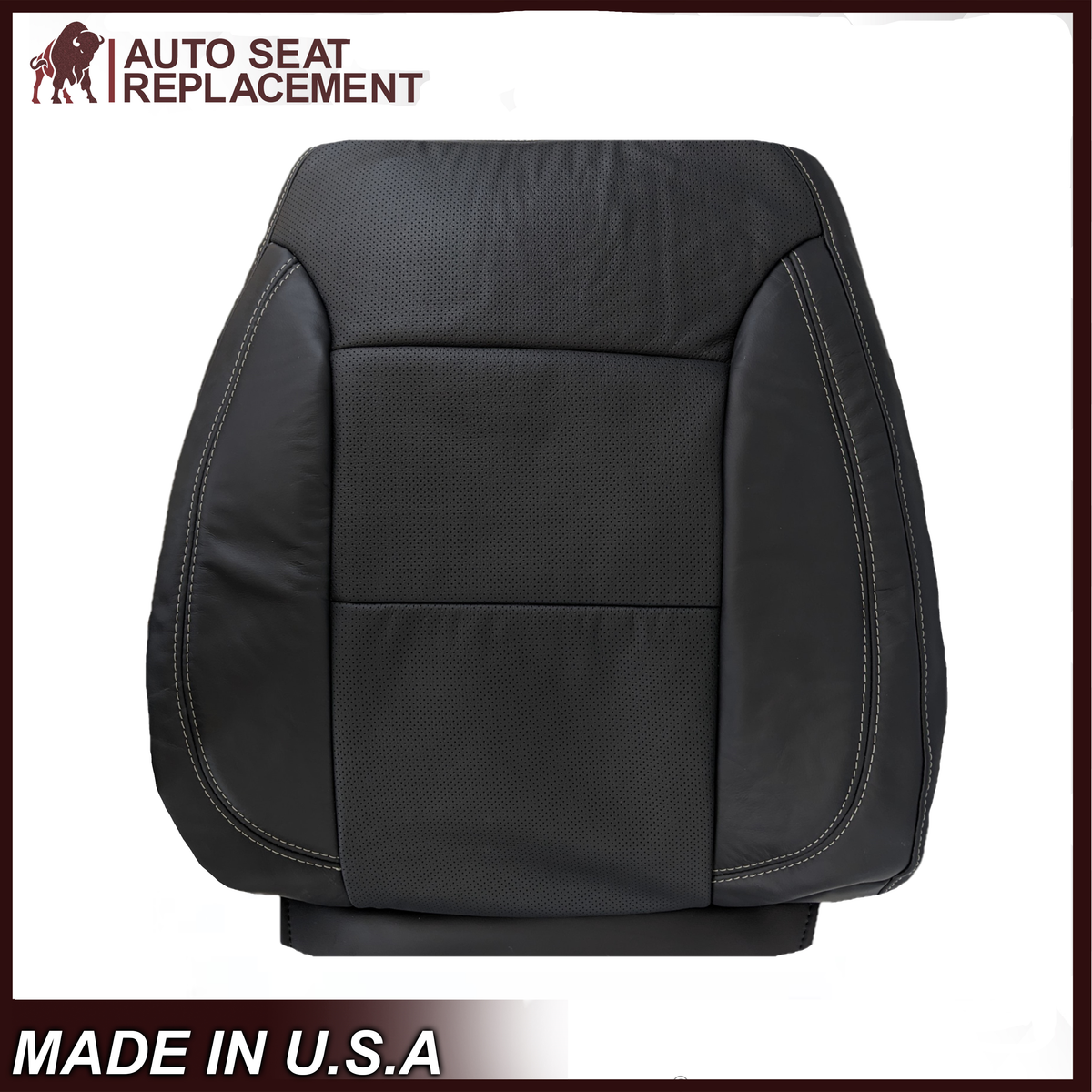 2014 - 2019 Chevy Silverado Tahoe Suburban & GMC Yukon Perforated Leather Seat Cover Replacement in Black (Perforated Jet Black)