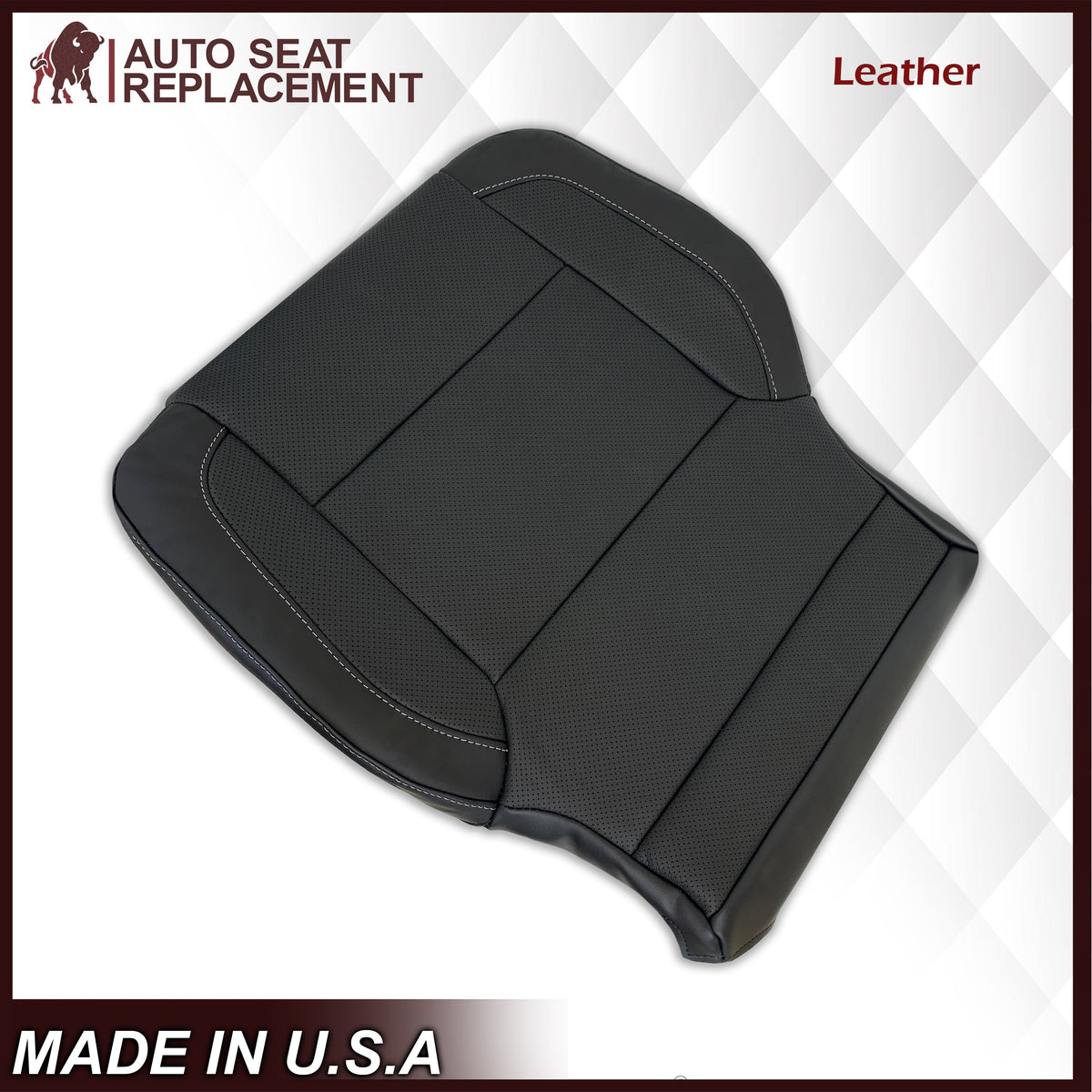 2014 - 2019 Chevy Silverado Tahoe Suburban & GMC Yukon Perforated Leather Seat Cover Replacement in Black (Perforated Jet Black)
