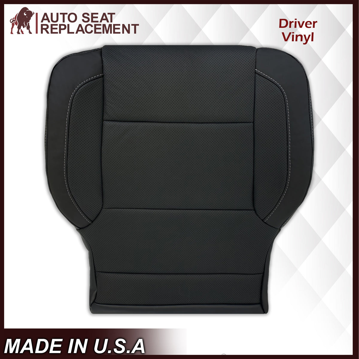 2014 - 2019 Chevy Silverado Tahoe Suburban & GMC Yukon Perforated Leather Seat Cover Replacement in Black (Perforated Jet Black)
