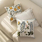 Fennco Styles Embroidered Spring Floral Decorative Throw Pillow Cover 18" W x 18" L - Flower Woven Cushion Case for Home, Couch, Living Room, Bedroom, Office and Holiday Décor