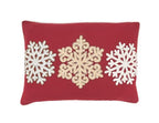 Fennco Styles Embroidered Snowflakes Cotton Throw Pillow Cover 14" W x 20" L - Red Holiday Cushion Case for Christmas, Couch, Bedroom, Living Room and Office Décor