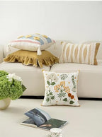 Fennco Styles Embroidered Spring Floral Decorative Throw Pillow Cover 18" W x 18" L - Flower Woven Cushion Case for Home, Couch, Living Room, Bedroom, Office and Holiday Décor