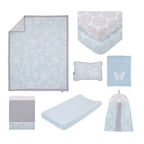 NoJo Dreamer Elephant Blue, Grey 8 Piece Nursery Crib Bedding Set