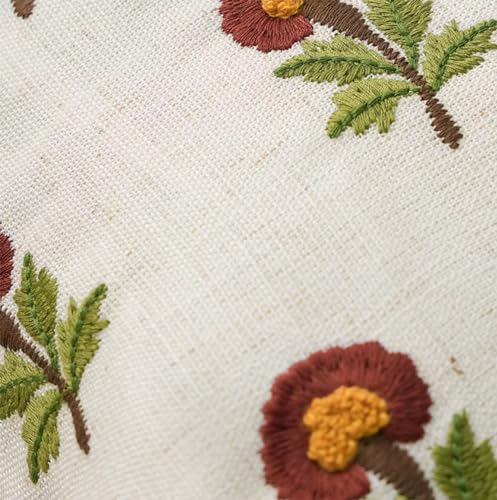 Fennco Styles Embroidered Spring Floral Decorative Throw Pillow Cover 18" W x 18" L - Flower Woven Cushion Case for Home, Couch, Living Room, Bedroom, Office and Holiday Décor