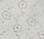 Fennco Styles Sequin Floral Embroidered Tablecloth 50" W x 70" L - White Table Cover for Home, Dining Room, Banquets, Wedding, Holiday and Special Events