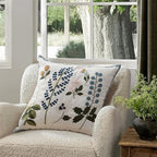 Fennco Styles Embroidered Spring Floral Decorative Throw Pillow Cover 18" W x 18" L - Flower Woven Cushion Case for Home, Couch, Living Room, Bedroom, Office and Holiday Décor