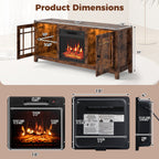 58" Fireplace TV Stand with LED Lights and 18" Electric Fireplace