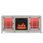 58" Fireplace TV Stand with LED Lights and 18" Electric Fireplace
