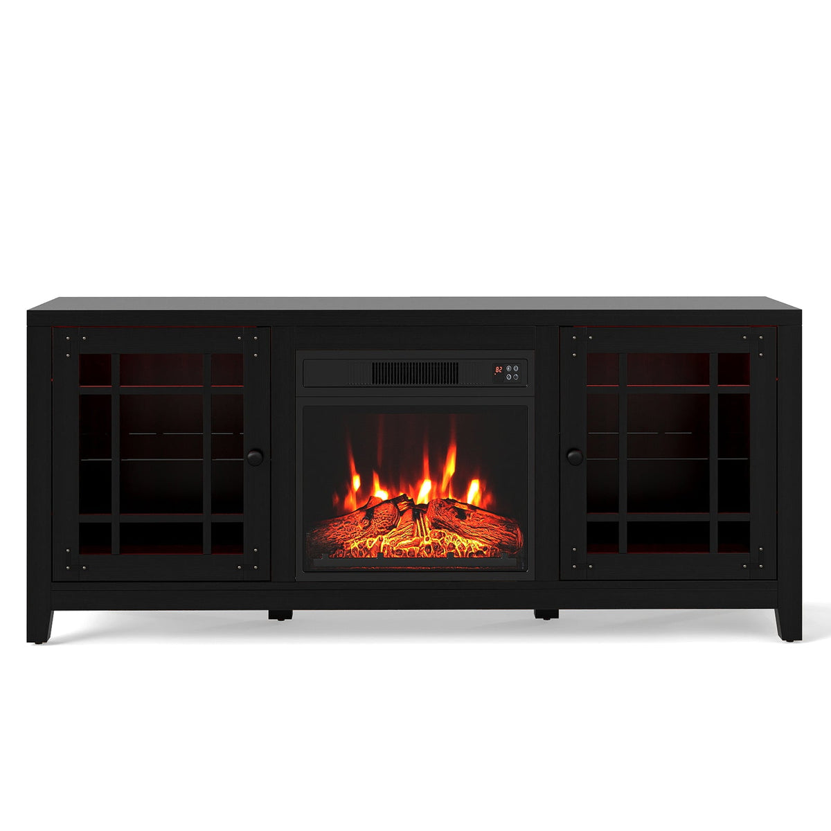 58" Fireplace TV Stand with LED Lights and 18" Electric Fireplace