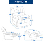 Large Manual Recliner Chair in Fabric for Living Room, Beige