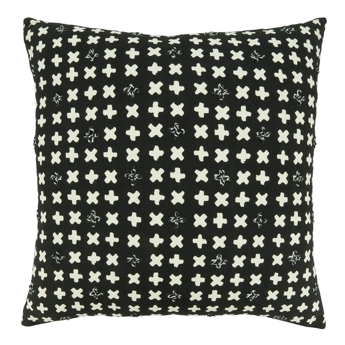 Fennco Styles Embroidered Crosses Cotton Decorative Throw Pillow Cover 20" W x 20" L - Black Woven Cushion Case for Home, Couch, Living Room, Bedroom, Office and Holiday Décor