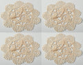 Fennco Styles Handmade All-Over Cluny Lace Cotton Doilies, 6 Inches Round, Beige (4)