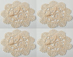 Fennco Styles Handmade All-Over Cluny Lace Cotton Doilies, 6 Inches Round, Beige (4)