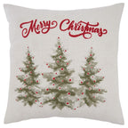 Fennco Styles Merry Christmas Holiday Trees Decorative Throw Pillow 18" W x 18" L - Natural Festive Cushion for Home, Couch, Office, Living Room, Christmas and Holiday Décor