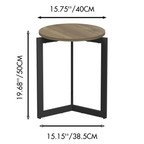 19.68''H Round Side Table, Round Accent End Table with Sturdy Metal Frame, Round Nightstand, for Living Room, Brown