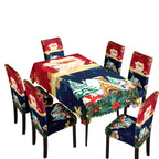 Christmas printed tablecloth, chair cover, waterproof, oil resistant, festive decoration, dining table cloth, chair cover, universal household use