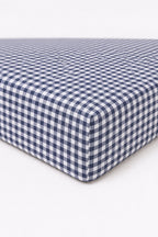 Navy Blue Gingham Crib Sheet