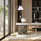 Modern Standing Lamp with Adjustable Lamp Head and Pleated Lampshade