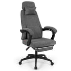 Reclining Office Chair Chenille Fabric Upholstered Computer Desk Chair-Gray