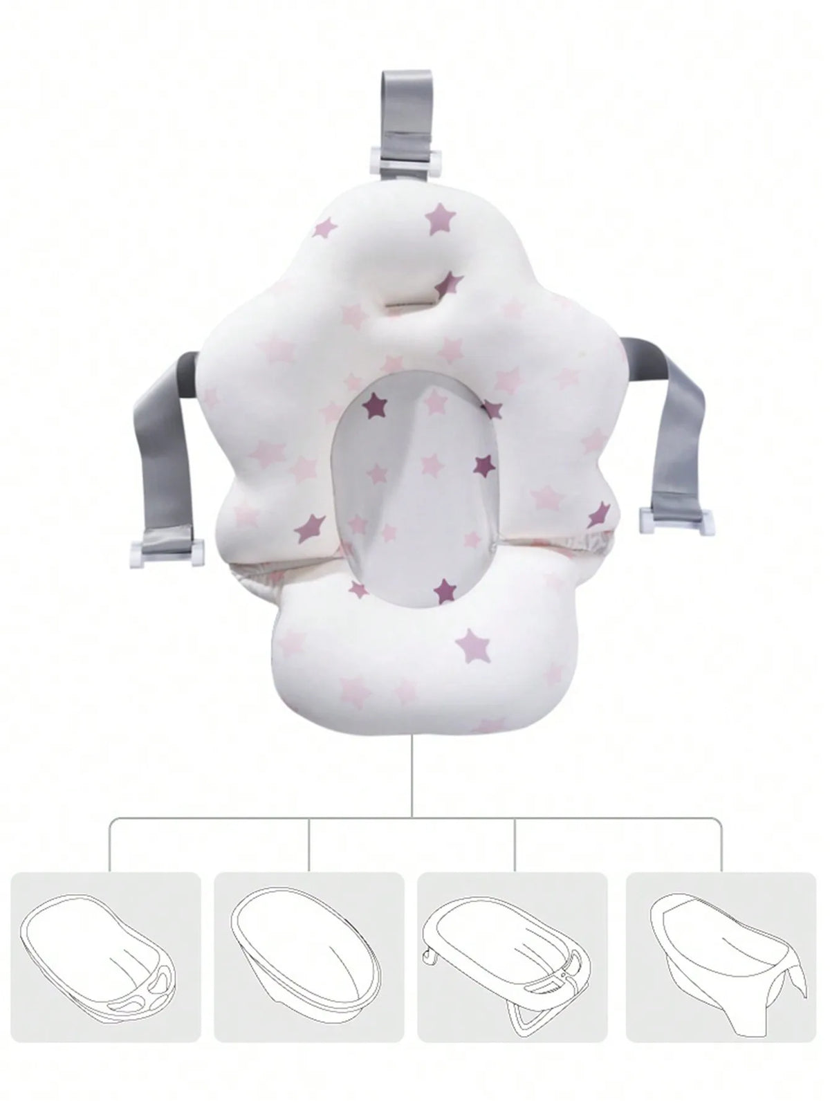 Newborn Baby Bath Net – Non-Slip Suspension Mat for Bath Tub, Adjustable Sitting and Lying Frame