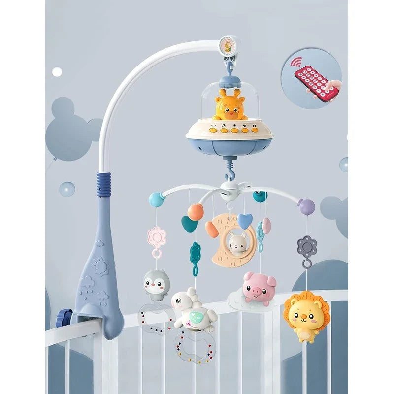 Musical Baby Crib Mobile With Lights and Music Projection Remote Control Crib Toy for Newborns