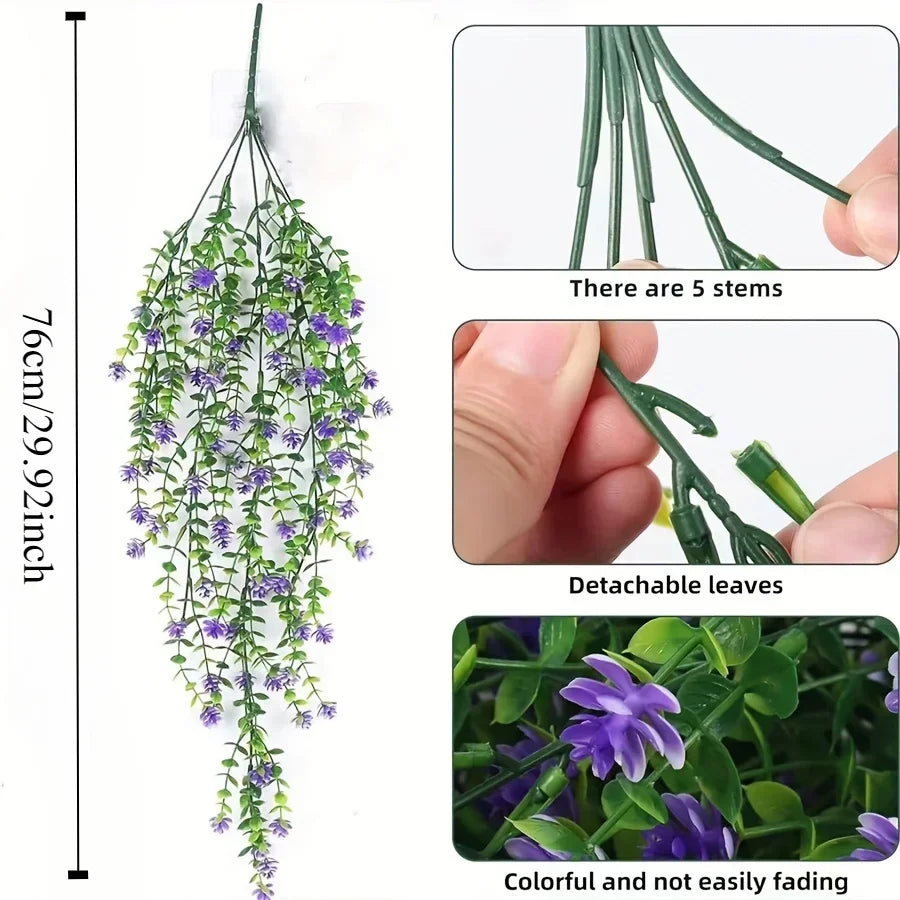 3pcs, Artificial Hanging Plants Fake Hanging Plant Faux Eucalyptus Leaf Greenery Vine Outdoor UV Resistant Plastic Plants