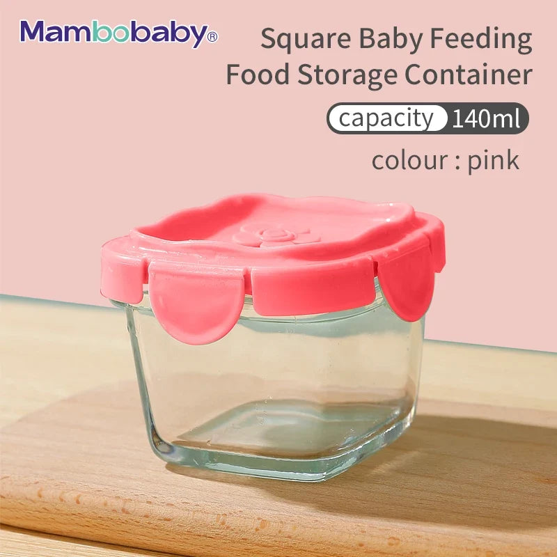 Baby Complementary Feeding Food Container with Sealing Cap - BPA-Free Glass Jar, Portable Food Storage & Mambobaby Formula Storage Box
