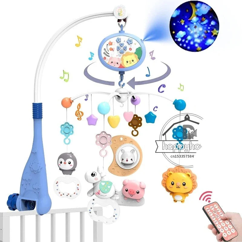 Musical Baby Crib Mobile With Lights and Music Projection Remote Control Crib Toy for Newborns