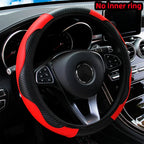 PU Carbon Fiber Leather Car Steering Wheel Cover | 14.5-15 Inch Grip Enhancer
