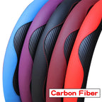 PU Carbon Fiber Leather Car Steering Wheel Cover | 14.5-15 Inch Grip Enhancer