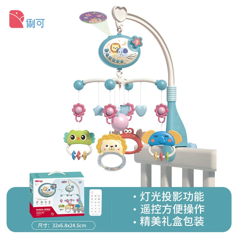 Musical Baby Crib Mobile With Lights and Music Projection Remote Control Crib Toy for Newborns