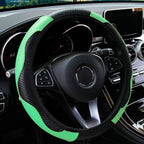 PU Carbon Fiber Leather Car Steering Wheel Cover | 14.5-15 Inch Grip Enhancer