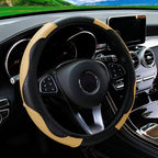PU Carbon Fiber Leather Car Steering Wheel Cover | 14.5-15 Inch Grip Enhancer