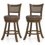 Set of 2 Bar Stools 25" Swivel Bar Chairs Leathaire Counter Height Stools-Brown