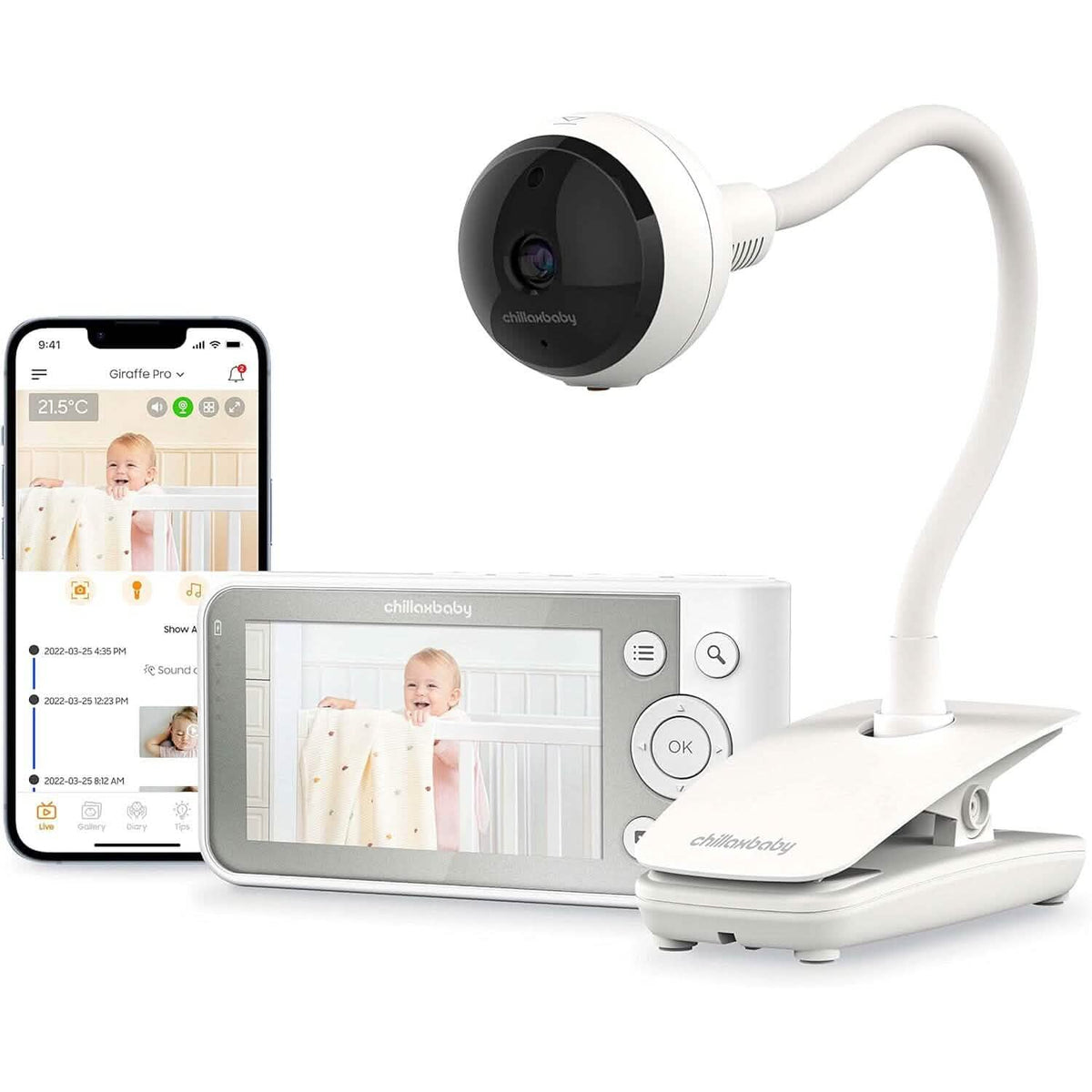 Chillax Giraffe Pro 1080p Camera and 4.3” Video Smart Baby Monitor (Refurbished)