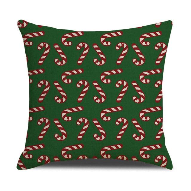 Christmas Green Stripe Pattern Cotton Linen Throw Pillow Christmas Stripe Pillow Cases Christmas Green Decorative Cushion Cover Cotton Linen Pillowcase Indoor Sofa Decorations Home Sofa Decorative Pillowcase 45X45CM