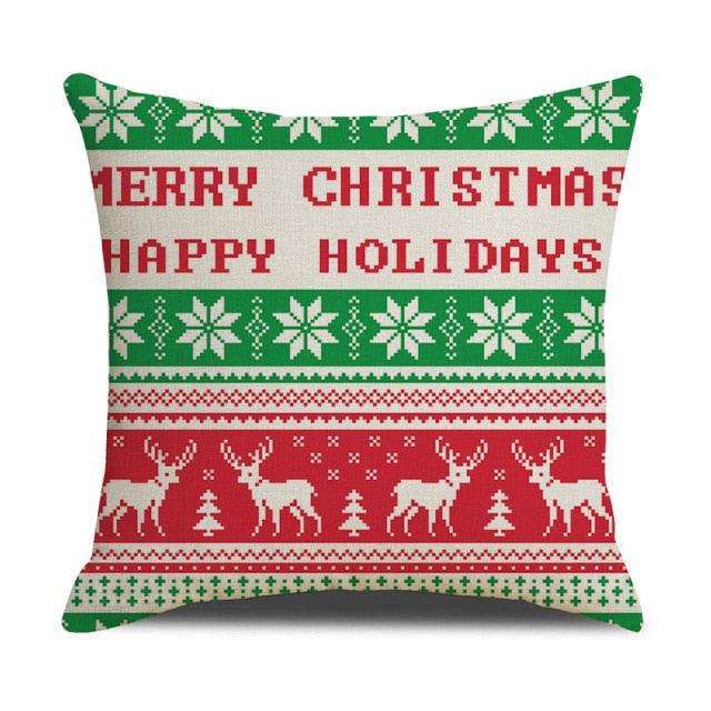 Christmas Green Stripe Pattern Cotton Linen Throw Pillow Christmas Stripe Pillow Cases Christmas Green Decorative Cushion Cover Cotton Linen Pillowcase Indoor Sofa Decorations Home Sofa Decorative Pillowcase 45X45CM