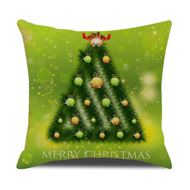Christmas Green Stripe Pattern Cotton Linen Throw Pillow Christmas Stripe Pillow Cases Christmas Green Decorative Cushion Cover Cotton Linen Pillowcase Indoor Sofa Decorations Home Sofa Decorative Pillowcase 45X45CM