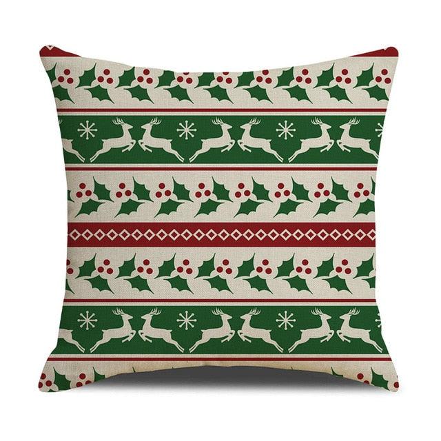Christmas Green Stripe Pattern Cotton Linen Throw Pillow Christmas Stripe Pillow Cases Christmas Green Decorative Cushion Cover Cotton Linen Pillowcase Indoor Sofa Decorations Home Sofa Decorative Pillowcase 45X45CM