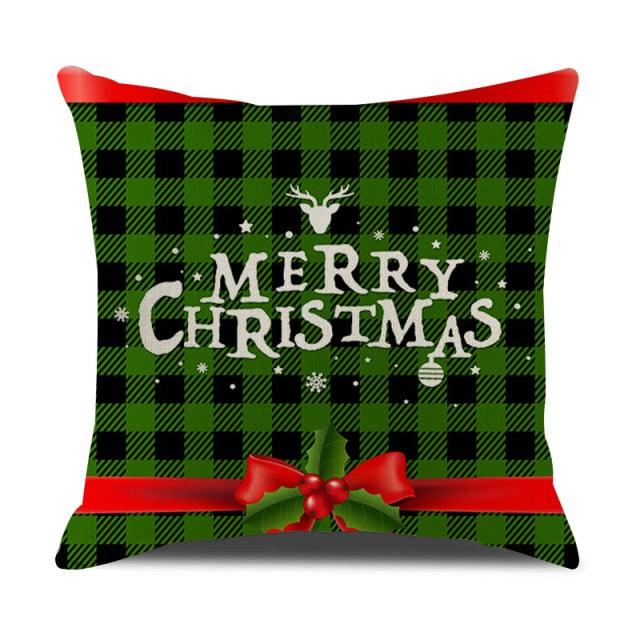 Christmas Green Stripe Pattern Cotton Linen Throw Pillow Christmas Stripe Pillow Cases Christmas Green Decorative Cushion Cover Cotton Linen Pillowcase Indoor Sofa Decorations Home Sofa Decorative Pillowcase 45X45CM