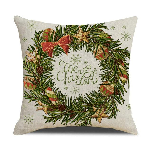 Christmas Green Stripe Pattern Cotton Linen Throw Pillow Christmas Stripe Pillow Cases Christmas Green Decorative Cushion Cover Cotton Linen Pillowcase Indoor Sofa Decorations Home Sofa Decorative Pillowcase 45X45CM