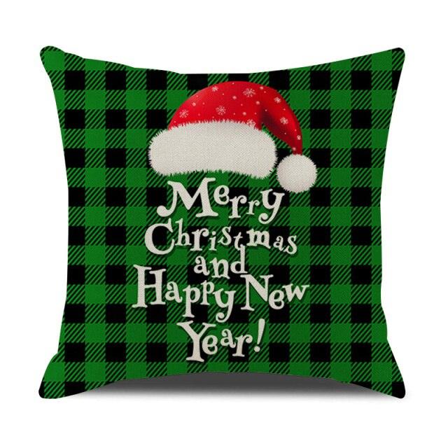 Christmas Green Stripe Pattern Cotton Linen Throw Pillow Christmas Stripe Pillow Cases Christmas Green Decorative Cushion Cover Cotton Linen Pillowcase Indoor Sofa Decorations Home Sofa Decorative Pillowcase 45X45CM