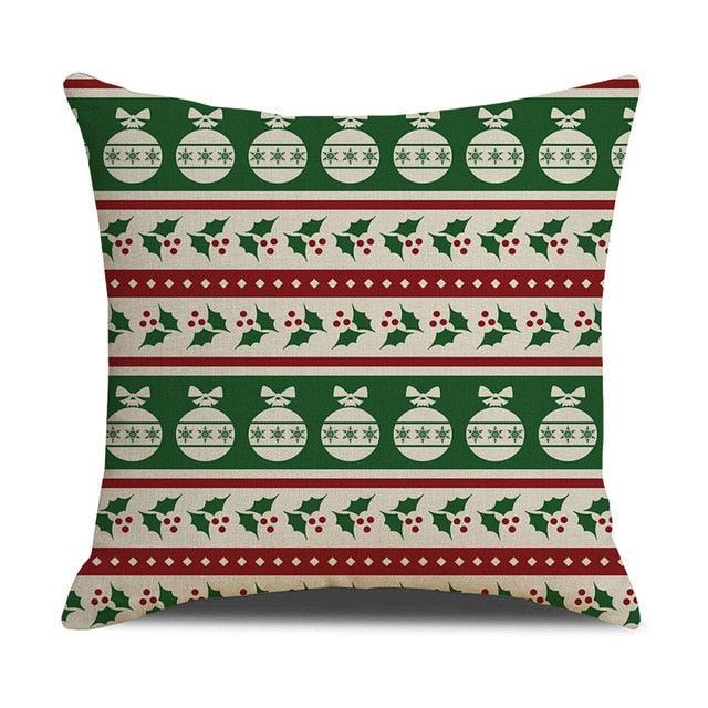 Christmas Green Stripe Pattern Cotton Linen Throw Pillow Christmas Stripe Pillow Cases Christmas Green Decorative Cushion Cover Cotton Linen Pillowcase Indoor Sofa Decorations Home Sofa Decorative Pillowcase 45X45CM