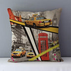 European Style Throw Pillow Covers Red London Street Bus Telephone Booth Big Ben Square Cushion Covers For Home Bed Sofa Throw Pillow Covers Red Bus and Telephone Booth Design Cushion Case Cotton Linen Home Sofa Decor 45X45CM